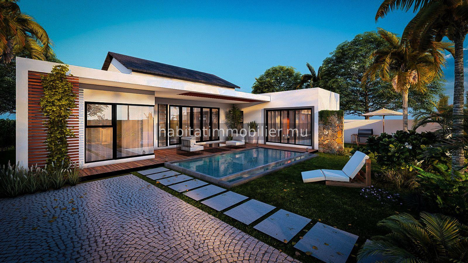 Contemporary single-storey villas of 159 m2 on a plot of 138 toises